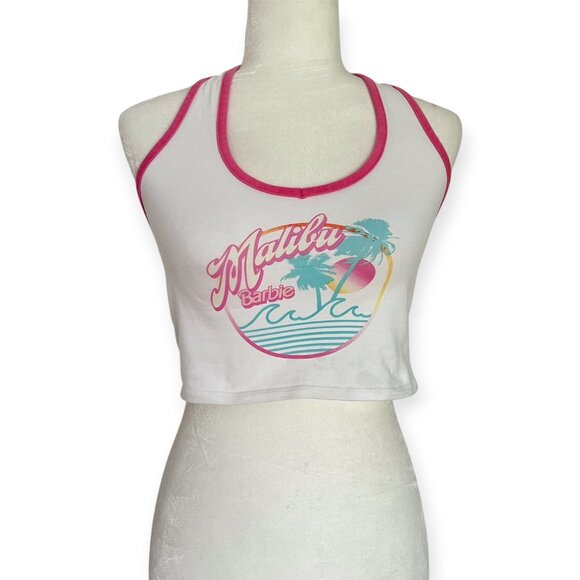 Primark x Barbie Malibu Pink White Halter Top - Picture 1 of 3